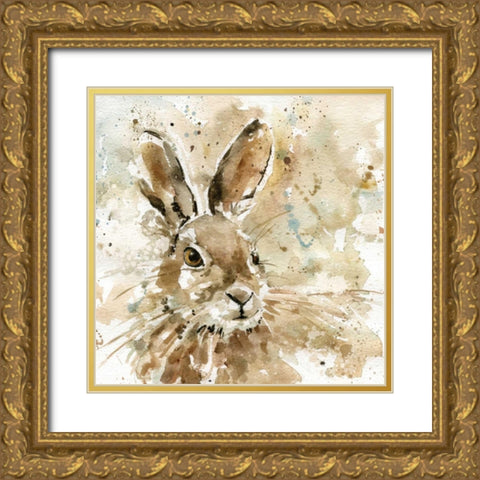 Hare In Spring Gold Ornate Wood Framed Art Print with Double Matting by Robinson, Carol