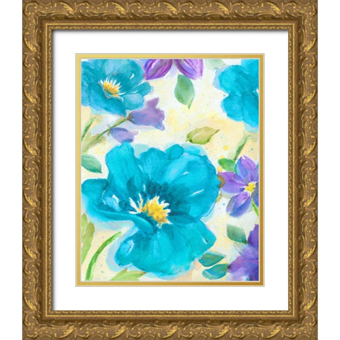 Bright Poppy Blue I Gold Ornate Wood Framed Art Print with Double Matting by Nan