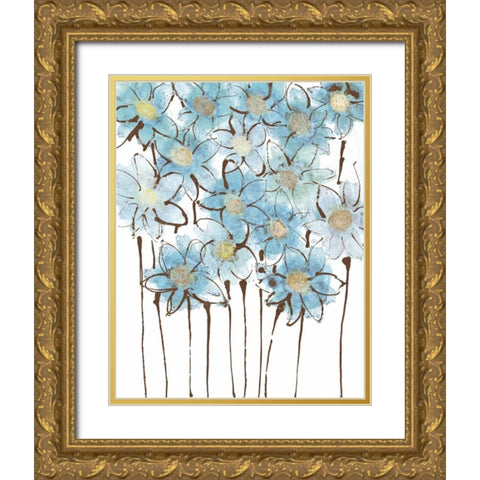 Soft Forget Me Nots Gold Ornate Wood Framed Art Print with Double Matting by Jill, Susan