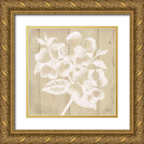 White Silhouette I Gold Ornate Wood Framed Art Print with Double Matting by Nan