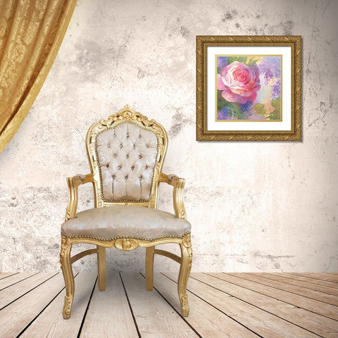 Margots Rose I Gold Ornate Wood Framed Art Print with Double Matting by Troise Heidel, Theresa