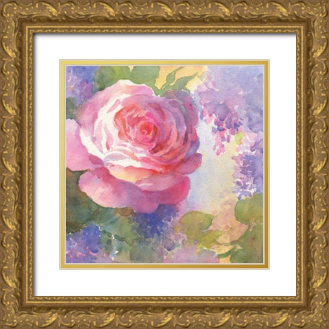 Margots Rose I Gold Ornate Wood Framed Art Print with Double Matting by Troise Heidel, Theresa