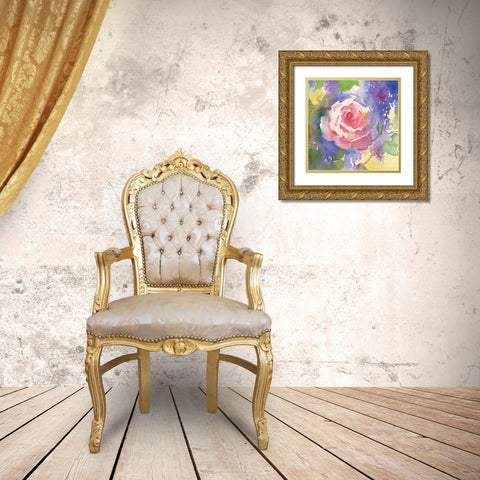Margots Rose II Gold Ornate Wood Framed Art Print with Double Matting by Troise Heidel, Theresa