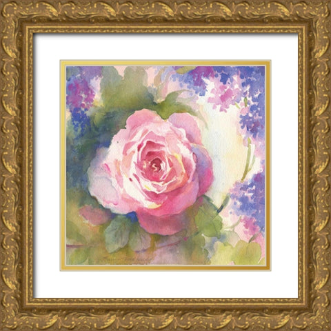 Margots Rose IV Gold Ornate Wood Framed Art Print with Double Matting by Troise Heidel, Theresa
