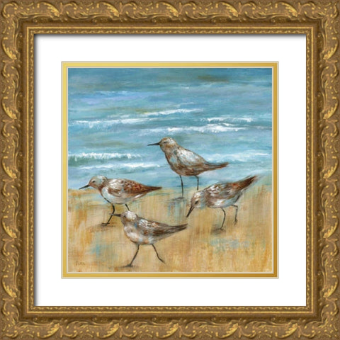 Sandpipers III Gold Ornate Wood Framed Art Print with Double Matting by Nan