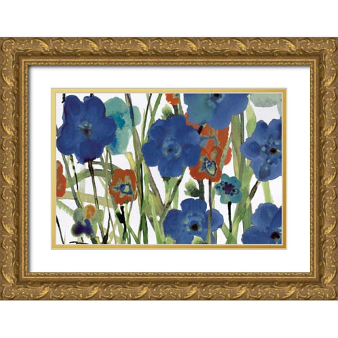 Picking Flowers Gold Ornate Wood Framed Art Print with Double Matting by Jill, Susan