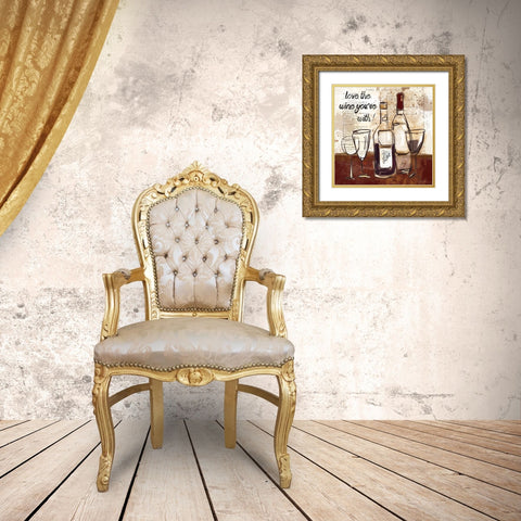Love the Wine Gold Ornate Wood Framed Art Print with Double Matting by Robinson, Carol