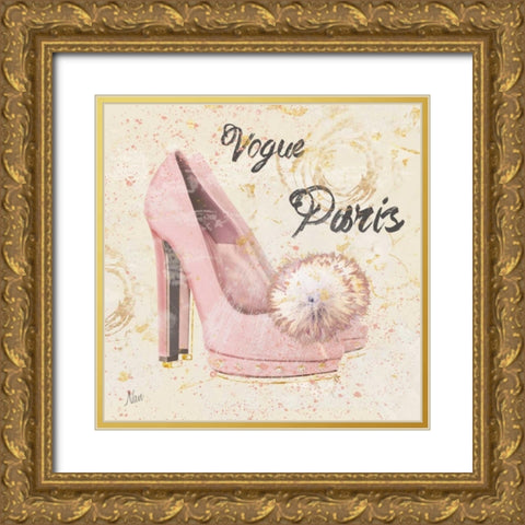 Vogue Heels Gold Ornate Wood Framed Art Print with Double Matting by Nan