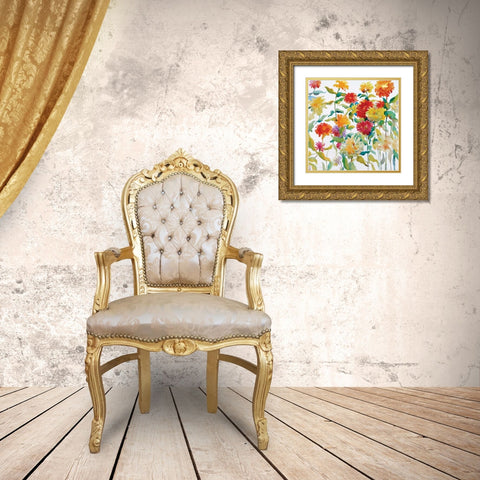 Zinnia Mixer I Gold Ornate Wood Framed Art Print with Double Matting by Troise Heidel, Theresa
