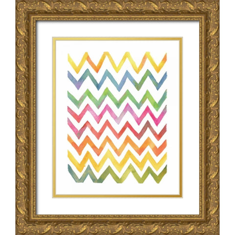 Chevron I Gold Ornate Wood Framed Art Print with Double Matting by Troise Heidel, Theresa