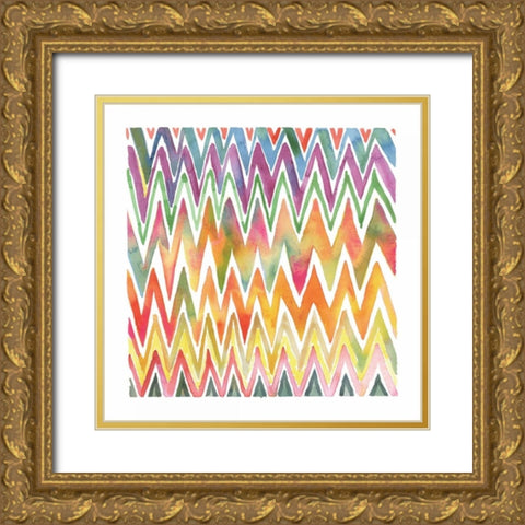 Chevron II Gold Ornate Wood Framed Art Print with Double Matting by Troise Heidel, Theresa