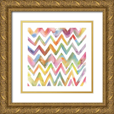 Chevron III Gold Ornate Wood Framed Art Print with Double Matting by Troise Heidel, Theresa