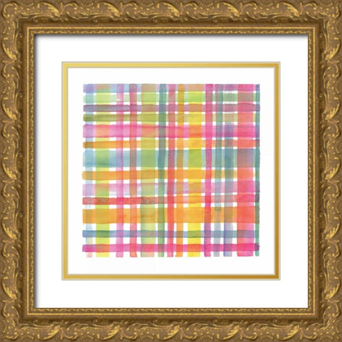 Plaid III Gold Ornate Wood Framed Art Print with Double Matting by Troise Heidel, Theresa