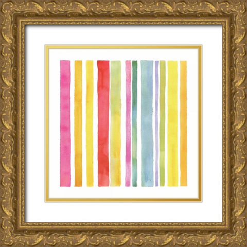 Stripes I Gold Ornate Wood Framed Art Print with Double Matting by Troise Heidel, Theresa