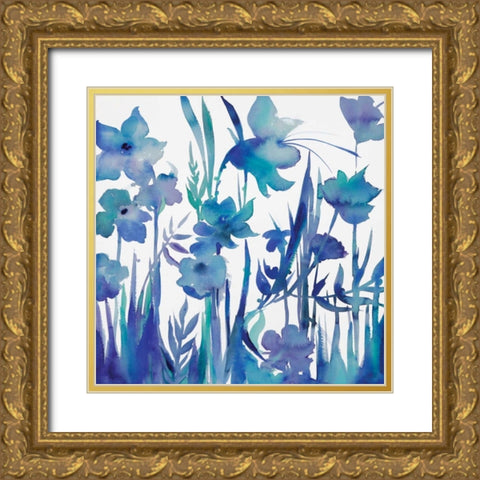 Afternoon Indigo I Gold Ornate Wood Framed Art Print with Double Matting by Troise Heidel, Theresa