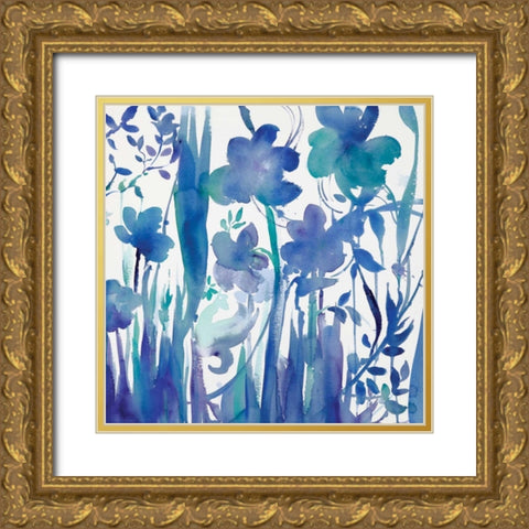 Afternoon Indigo II Gold Ornate Wood Framed Art Print with Double Matting by Troise Heidel, Theresa