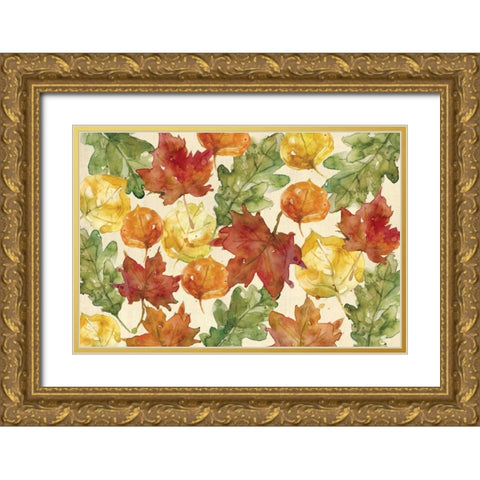 Autumn Leaves Gold Ornate Wood Framed Art Print with Double Matting by Robinson, Carol