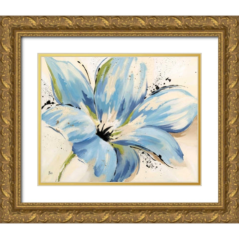 Touch of Blue I Gold Ornate Wood Framed Art Print with Double Matting by Nan