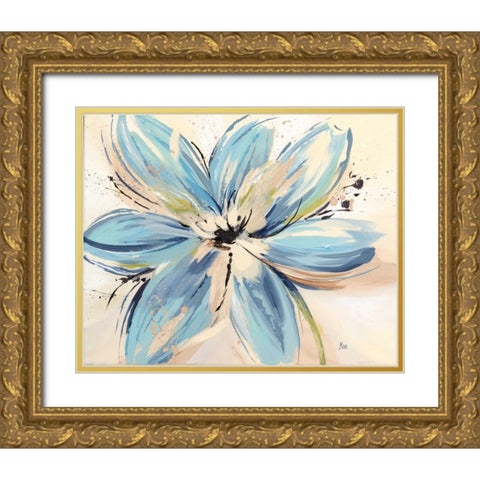 Touch of Blue II Gold Ornate Wood Framed Art Print with Double Matting by Nan