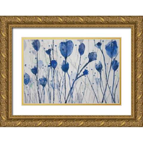 Blue Day Garden Gold Ornate Wood Framed Art Print with Double Matting by Jill, Susan