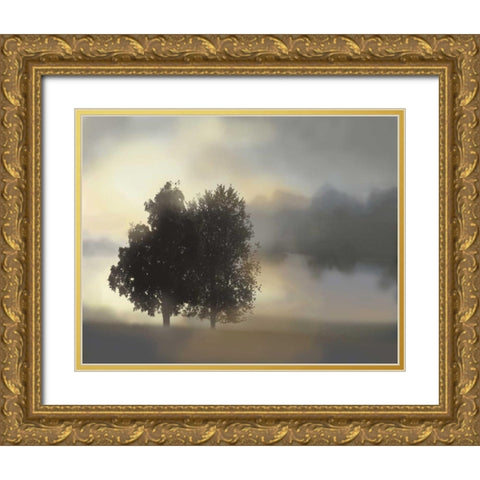 Misty Morning Gold Ornate Wood Framed Art Print with Double Matting by Nan