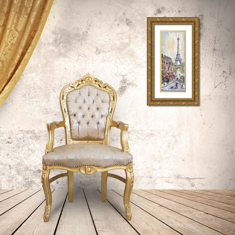 Paris Poodle Gold Ornate Wood Framed Art Print with Double Matting by Dunlap, Marilyn