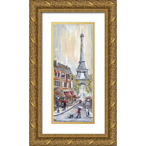 Paris Poodle Gold Ornate Wood Framed Art Print with Double Matting by Dunlap, Marilyn