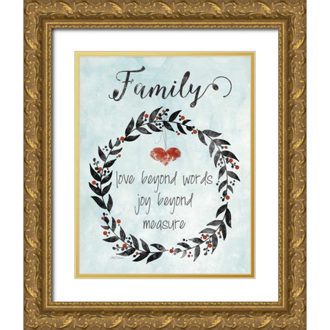 Family Heart Gold Ornate Wood Framed Art Print with Double Matting by Robinson, Carol