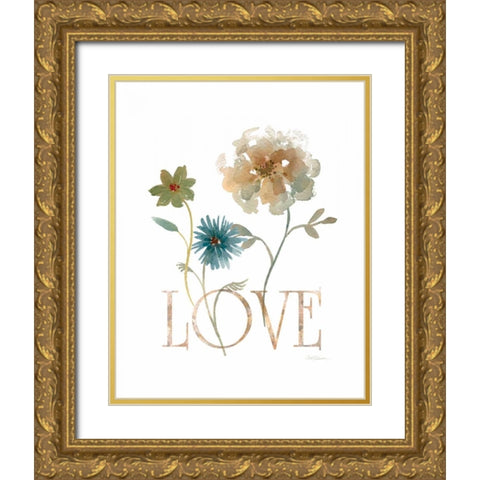 Simple Love Gold Ornate Wood Framed Art Print with Double Matting by Robinson, Carol