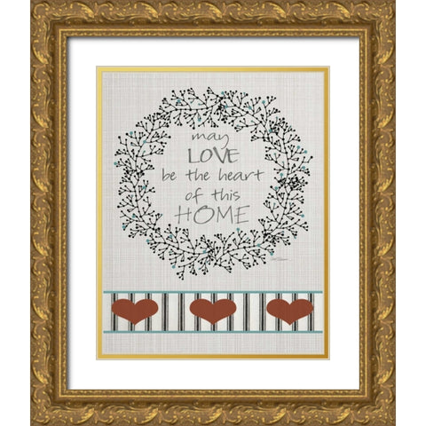Homespun Love Gold Ornate Wood Framed Art Print with Double Matting by Robinson, Carol