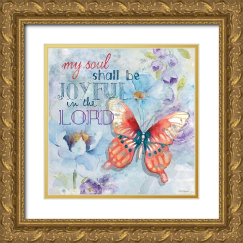 Joyful Gold Ornate Wood Framed Art Print with Double Matting by Robinson, Carol