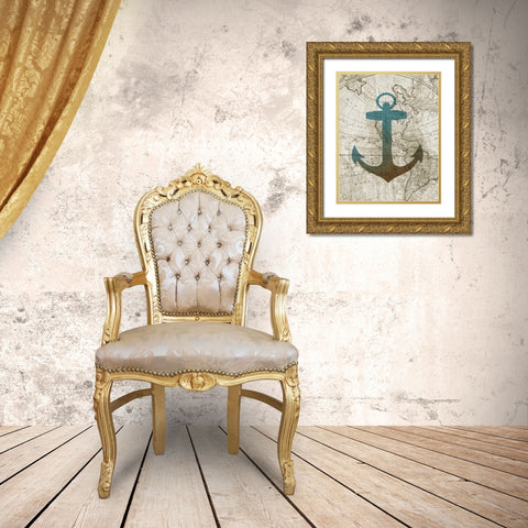 Sea Anchor Gold Ornate Wood Framed Art Print with Double Matting by Knutsen, Conrad