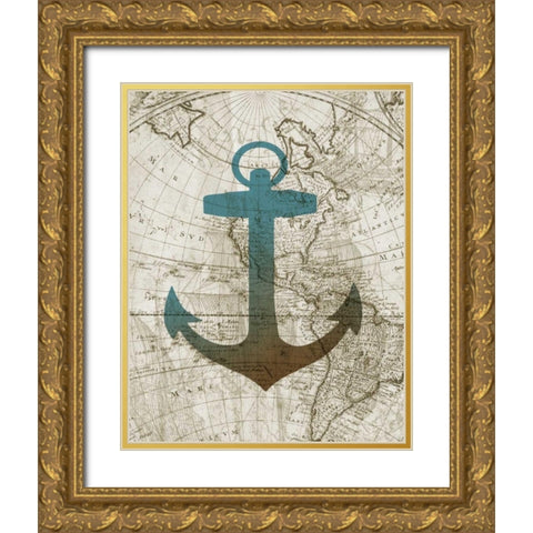 Sea Anchor Gold Ornate Wood Framed Art Print with Double Matting by Knutsen, Conrad