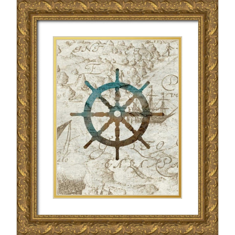 Steering the Sea Gold Ornate Wood Framed Art Print with Double Matting by Knutsen, Conrad