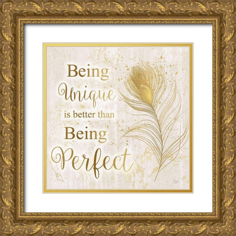 Feather Perfect Gold Ornate Wood Framed Art Print with Double Matting by Nan