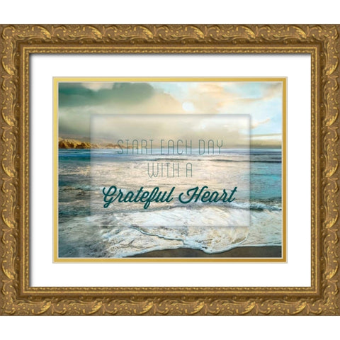 Grateful Heart Gold Ornate Wood Framed Art Print with Double Matting by Calascibetta, Mike