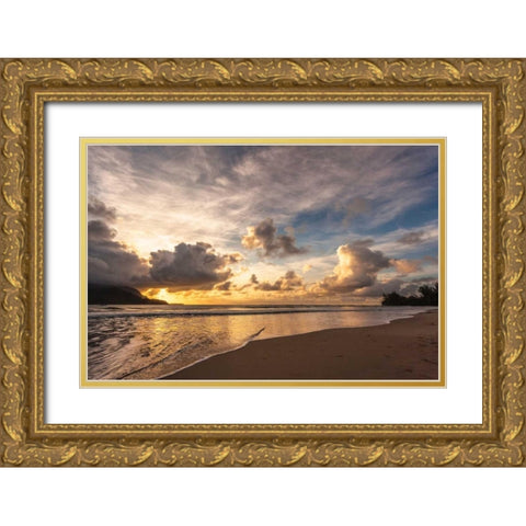 Sunset in Hanalei Gold Ornate Wood Framed Art Print with Double Matting by Delimont, Danita