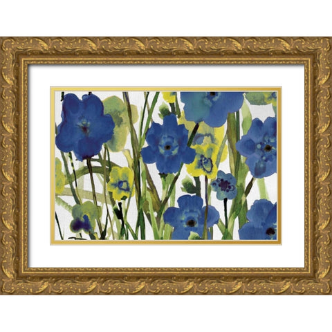 Picking Flowers Gold Ornate Wood Framed Art Print with Double Matting by Jill, Susan