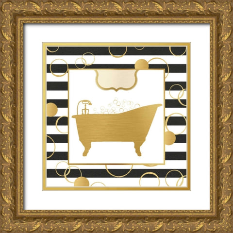 Bubbles Wash Away Gold Ornate Wood Framed Art Print with Double Matting by CAD Designs