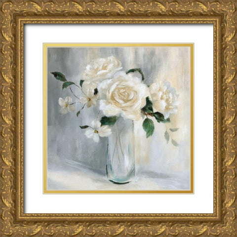Carolina Springs Bouquet Gold Ornate Wood Framed Art Print with Double Matting by Nan