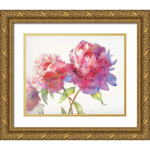 Prize Peonies II Gold Ornate Wood Framed Art Print with Double Matting by Troise Heidel, Theresa