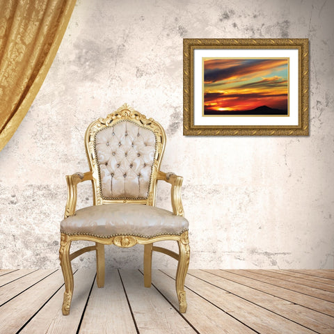 South Island Sunset Gold Ornate Wood Framed Art Print with Double Matting by Delimont, Danita