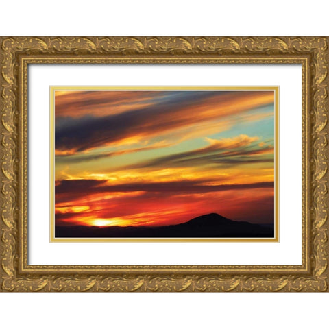 South Island Sunset Gold Ornate Wood Framed Art Print with Double Matting by Delimont, Danita