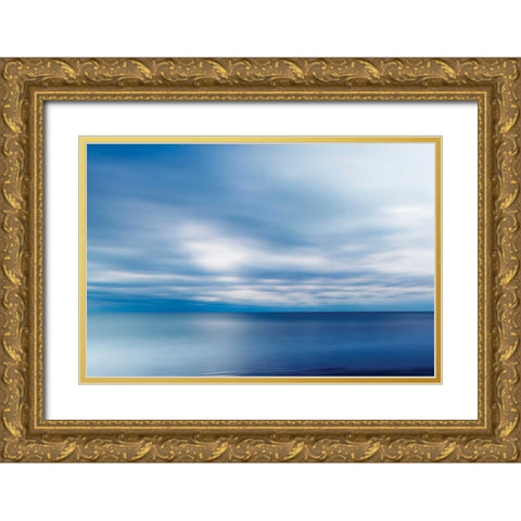 Forever Blue Gold Ornate Wood Framed Art Print with Double Matting by Delimont, Danita