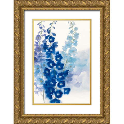 Delphinium I Gold Ornate Wood Framed Art Print with Double Matting by Daniels, Rogier