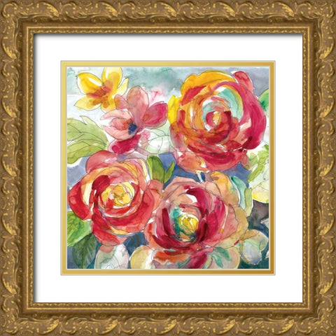 Garden Party I Gold Ornate Wood Framed Art Print with Double Matting by Robinson, Carol