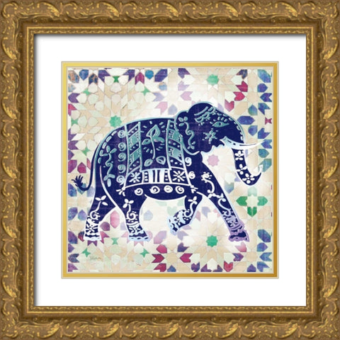 Painted Elephant I Gold Ornate Wood Framed Art Print with Double Matting by Craven, Katrina