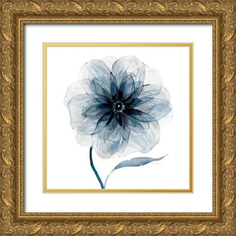 Indigo Bloom III Gold Ornate Wood Framed Art Print with Double Matting by Robinson, Carol