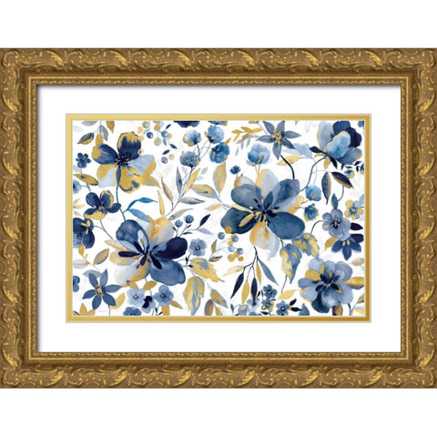Golden Indigo Gold Ornate Wood Framed Art Print with Double Matting by Robinson, Carol
