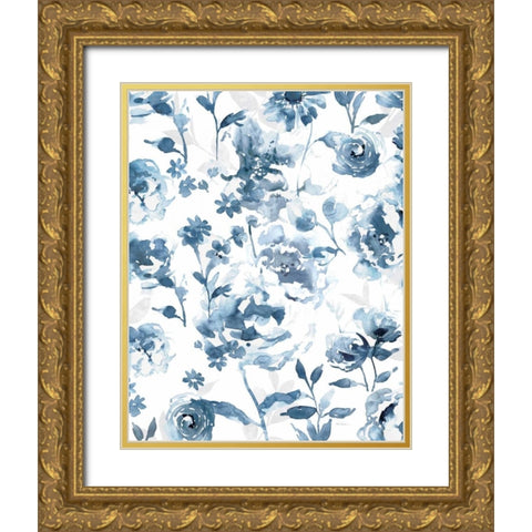 Indigo Garden Gold Ornate Wood Framed Art Print with Double Matting by Robinson, Carol